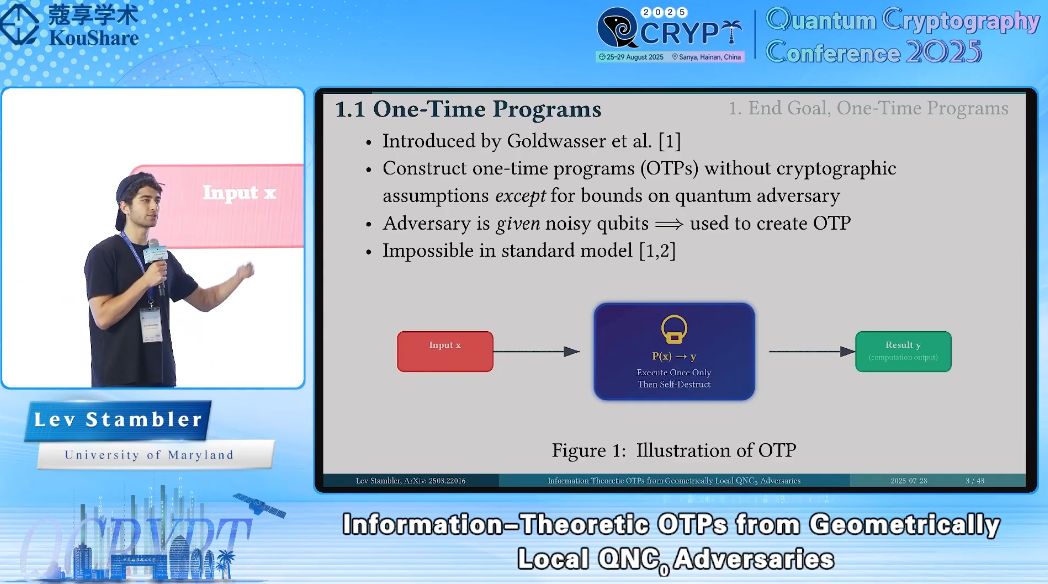 Lev Stambler presenting at QCrypt 2025.